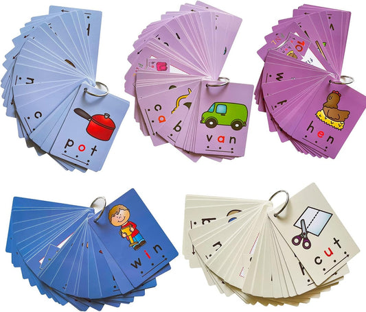 Richardy CVC Flashcards Short Vowel Word Cards CVC Beginning Phonics Word Builders Toddler Learning Toys 4.3 X 3 Inch 126 Cards…