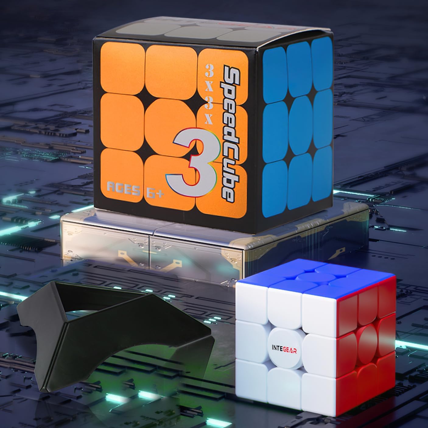 INTEGEAR Full Size 56mm Magic Speed Cube Pastel Colors with Stand Stickerless 3x3 Easy Turning and Smooth Play Durable Puzzle Cube Toy for Kids and Adults