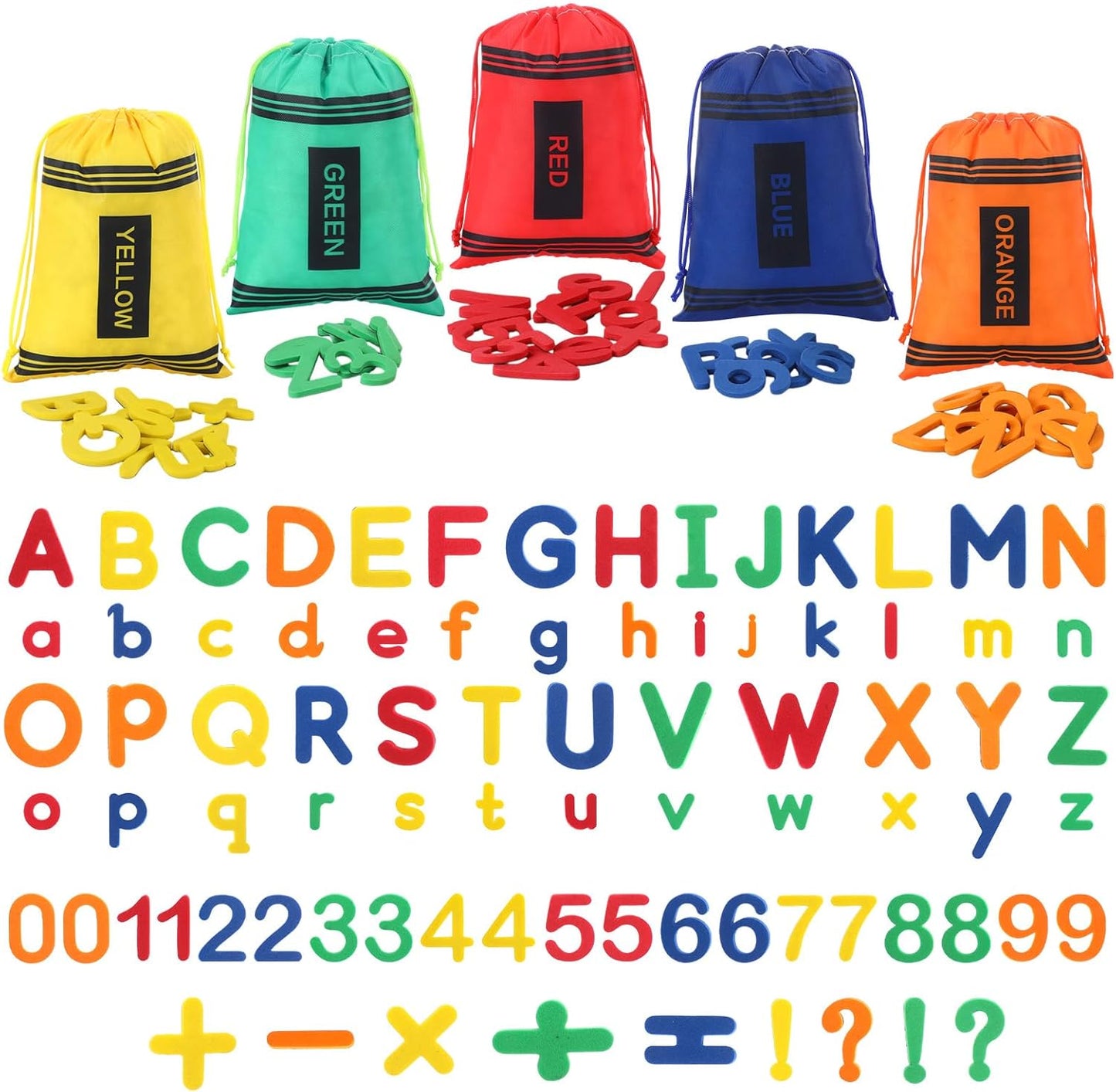 Blosssound 79 Pcs Magnetic Alphabets Game Magnetic Letters and Numbers with 5 Crayon Storage Bags Uppercase Lowercase ABC 123 for Preschool Kids 100 Days of School Classroom Learning Spelling Counting