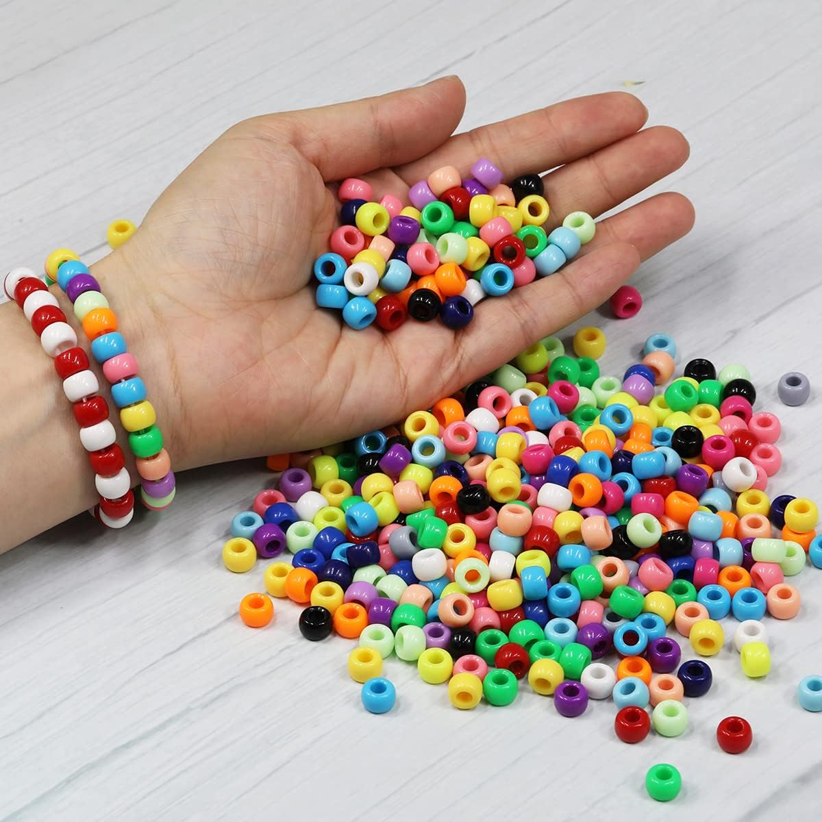 Bala&Fillic 6x9mm Army Green Pony Beads with Smooth Surface 1000pcs Crayon Color Craft Beads (Army Green)