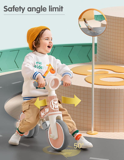 LOL-FUN Tricycle for Toddlers 1-3 Years Old Boys Girls Toy, 4 in 1 Baby Balance Bike for 1 2 Year Old Gift, Kids Bicycle with Easy Assembly Removable Pedal