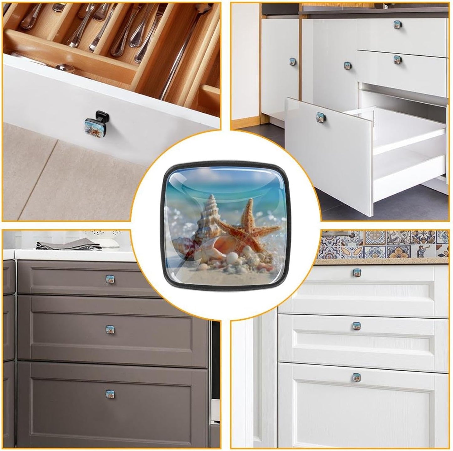 4 Pack Cabinet Knobs Drawer Pulls, 30mm Round ABS Glass Drawer Hardware Growing Butterfly Cabinet Handles with Screws for Dressers Kitchens Cupboard