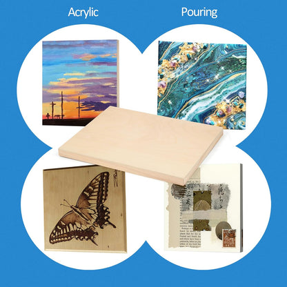 Falling in Art Unfinished Birch Wood Canvas Panels Kit, 4 Pack of 8x10’’ Studio 3/4’’ Deep Cradle Boards for Pouring Art, Crafts, Painting, and More