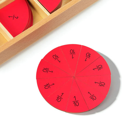 Premium Montessori Cut-Out Fraction Circle, Beechwood Fraction Insets, 10 Equal Parts of a Circle, Wooden Math Manipulative for Fraction Concepts & Equivalence, Homeschool Classroom Kids Ages 5-9