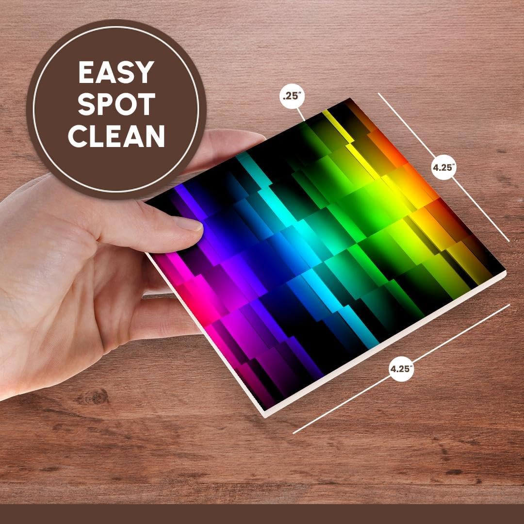 3dRose Prism Fractions a Spectrum of Colors displayed in Geometric Section Set of 8 Ceramic Tile Coasters