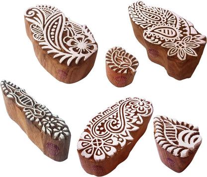Pottery Printing Blocks Retro Fish Pattern Wooden Stamps (Set of 6) Htag1958
