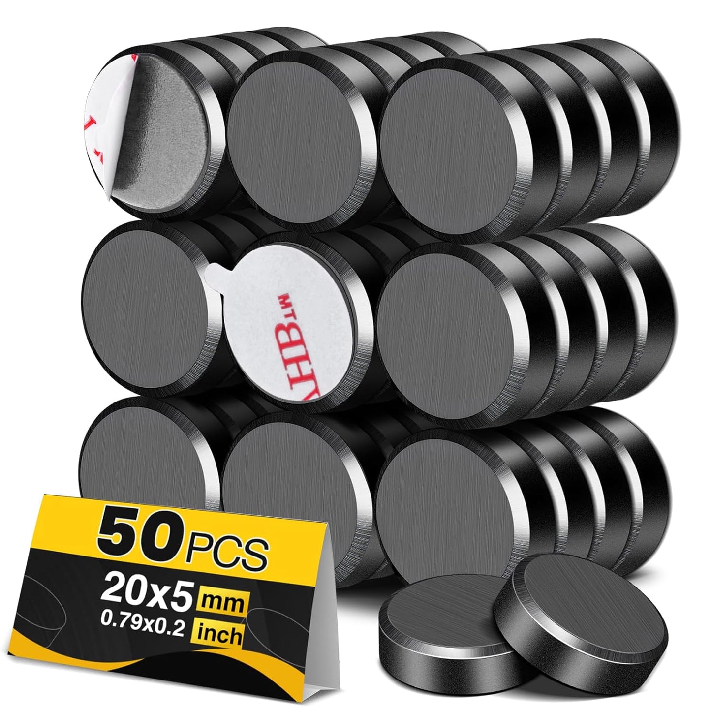 TRYMAG 55 Pack Magnets for Crafts with Adhesive Backing, 1 Inch (25mm) Ceramic Magnets Small Magnet Round Disc for Refrigerator Button DIY Cup Tiny Magnet Craft Hobbies, Science Projects