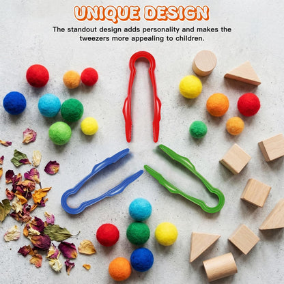 Frcolor 6Pcs Kids Tweezers Plastic Fine Motor Toys for Toddlers Preschool Learning Outdoor Exploration Sensory Bins Crafting Tools