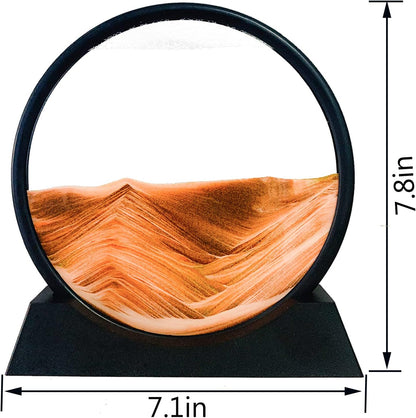 HYUGF 12" Moving Sand Art Picture Ocean Decor - 3D Deep Sea Sandscape Liquid Motion, Round Glass Frame Display Flowing Sand Relaxing Gift for Kids Adults Home Office Work Desktop Decoration Toy, Blue