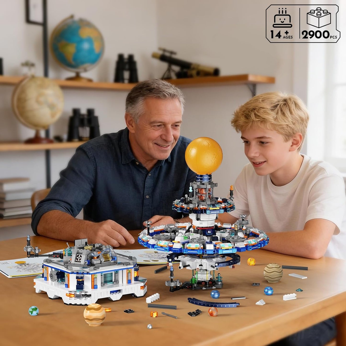 Rotating Solar System Building Set with LED Lights, 2900 PCS Collector's STEM Model Kit, 8 Orbiting Planets & Glowing Sun – Educational Gift for Adults, Kids 8+, Astronomy Enthusiasts