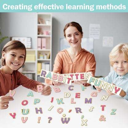 Qyeahkj 103 Pcs Preppy Patch Magnetic Letters 2" Preppy Patch Magnetic Letters for Classroom Whiteboard Fridge Magnet Alphabet Kit for Toddlers Educational Tool for Preschool Home Learning Spelling