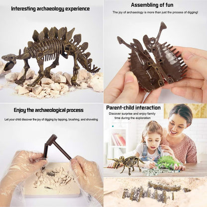 Dig & Discover Dino Tyrannosaurus Rex Dinosaur Skeleton 3D Fossil Bones Excavation, Science Educational Toy Kit for Kids, Children
