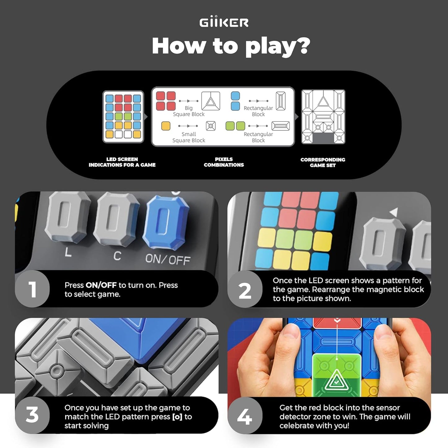 GiiKER Super Slide Puzzle Games, Original 500+ Challenges Brain Teaser Puzzle, Toys for Kids Teens, Travel Games Birthday Stocking Stuffers for Boys Girls, Activities for Road Trips