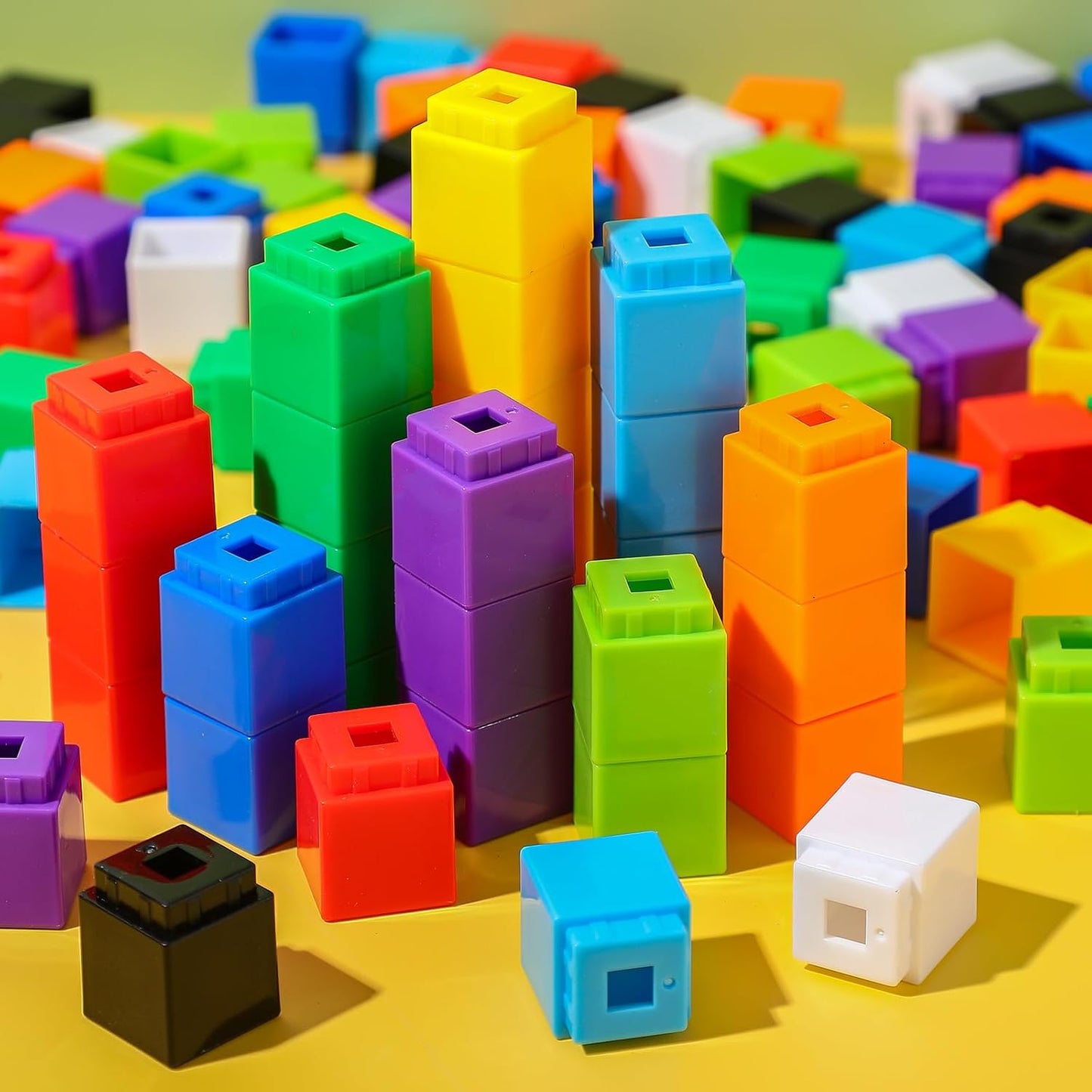 Jenaai 100 Pcs Linking Cubes Plastic Math Cubes Manipulative Counting Blocks STEM Snap Blocks Connecting and Counting for Early Math and Construction, Homeschool Preschool Supplies(Stylish)