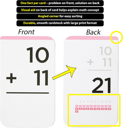 Think Tank Scholar 346 Addition and Subtraction Flash Cards Set (Award Winning) All Facts Color Coded, for Kids in Kindergarten, 1st, 2nd, 3rd Grade Class or Homeschool - Games & Chart