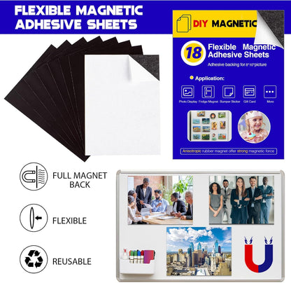 Adhesive Magnetic Sheets for Letter Size 8.5x11 (Pack of 8),Magnet Sheets with Self-Stick Adhesive for Home/Classroom/Office,Easy Cut DIY Paper Craft Magnet