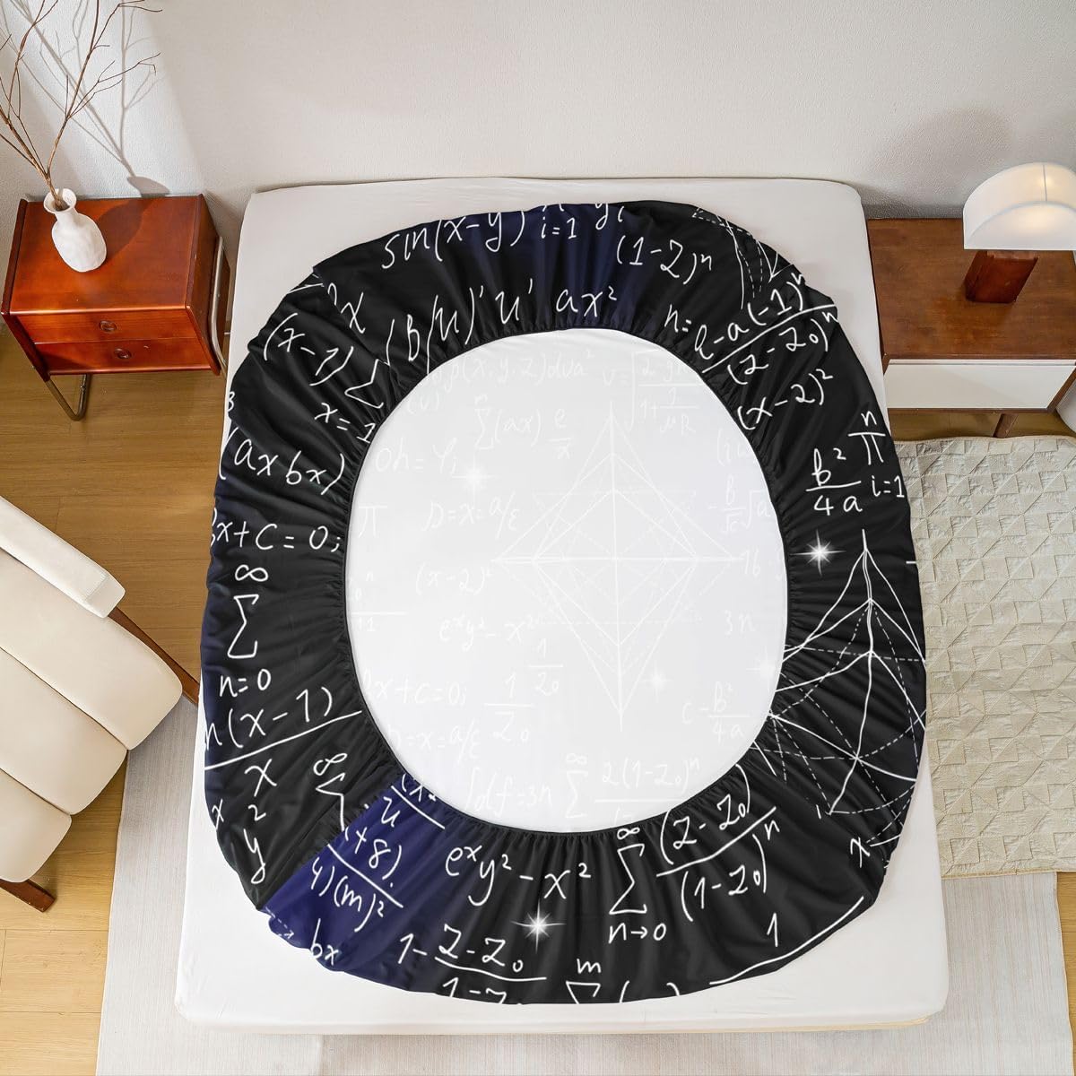 Erosebridal Chemistry Lab Fitted Sheet Twin Size Chemical Equation Bed Sheets for Boys Girls Chemical Elements Science Theme Bed Set Teens Kids Science Students Bedding Set School Dorm Room Decor