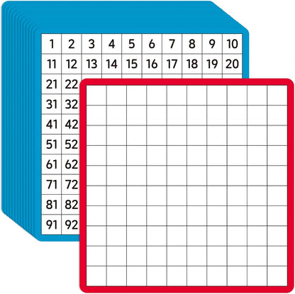 12 Pcs Dry Erase Math Hundreds Chart, Double Sided Number Cards 1-100 Number Chart, Teacher Classroom Must Haves Writable and Erasable Numbers 1-100 Chart Board Card Home Classroom Supplies