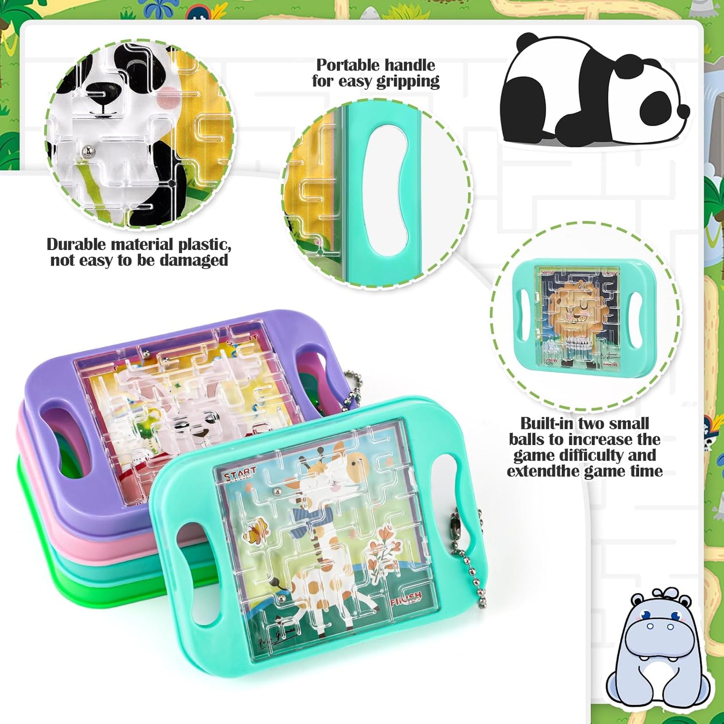JellyArch 16 Pcs Mini Maze Puzzle Bulk for Kids Hawaii Party Favors Small Maze Cubes Game Educational Handheld Puzzle Travel Games Graduation Classroom Exchange Gift for Student (Animals)