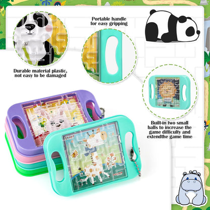 JellyArch 16 Pcs Mini Maze Puzzle Bulk for Kids Hawaii Party Favors Small Maze Cubes Game Educational Handheld Puzzle Travel Games Graduation Classroom Exchange Gift for Student (Animals)