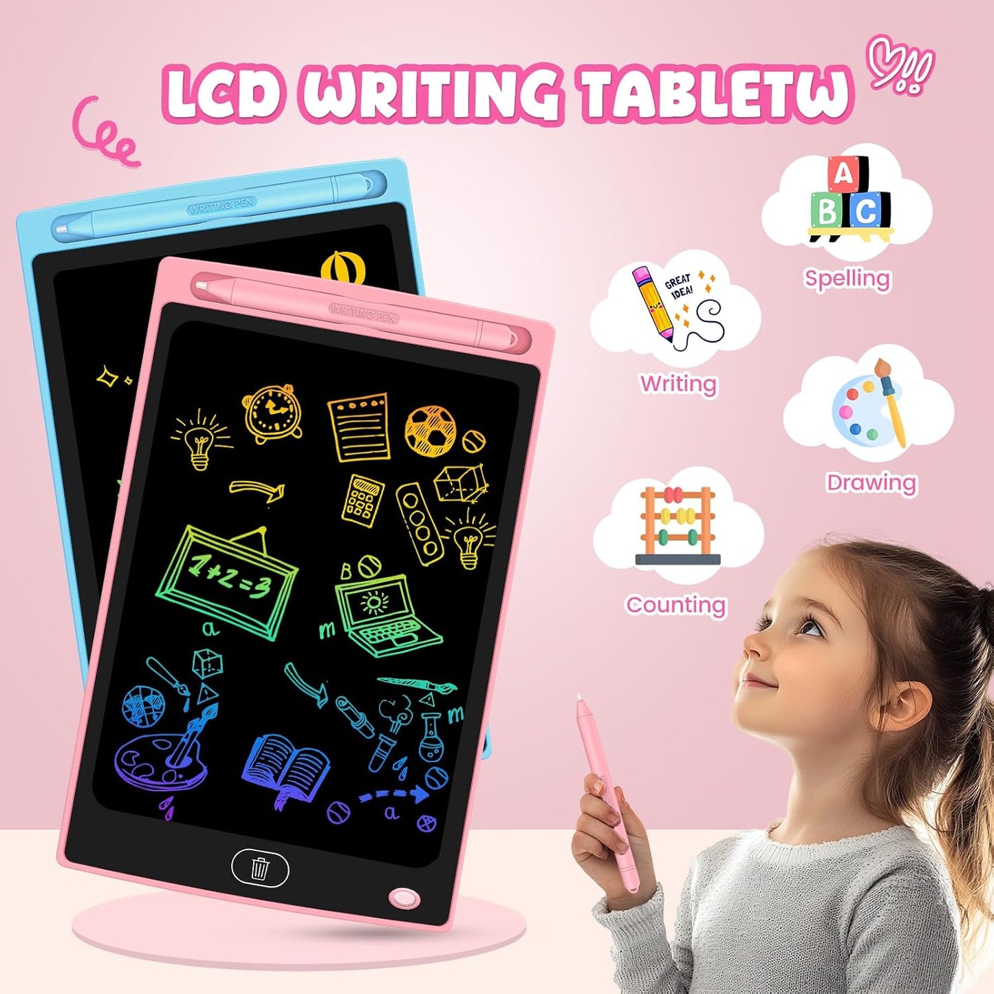 20 Pack LCD Writing Tablet for Kids - Erasable and Reusable Toddler Doodle Board in 8.5 inch, Ideal Drawing Pad for Learning Toy for Ages 3-8, Gift for Girls Boys (20 Pack)