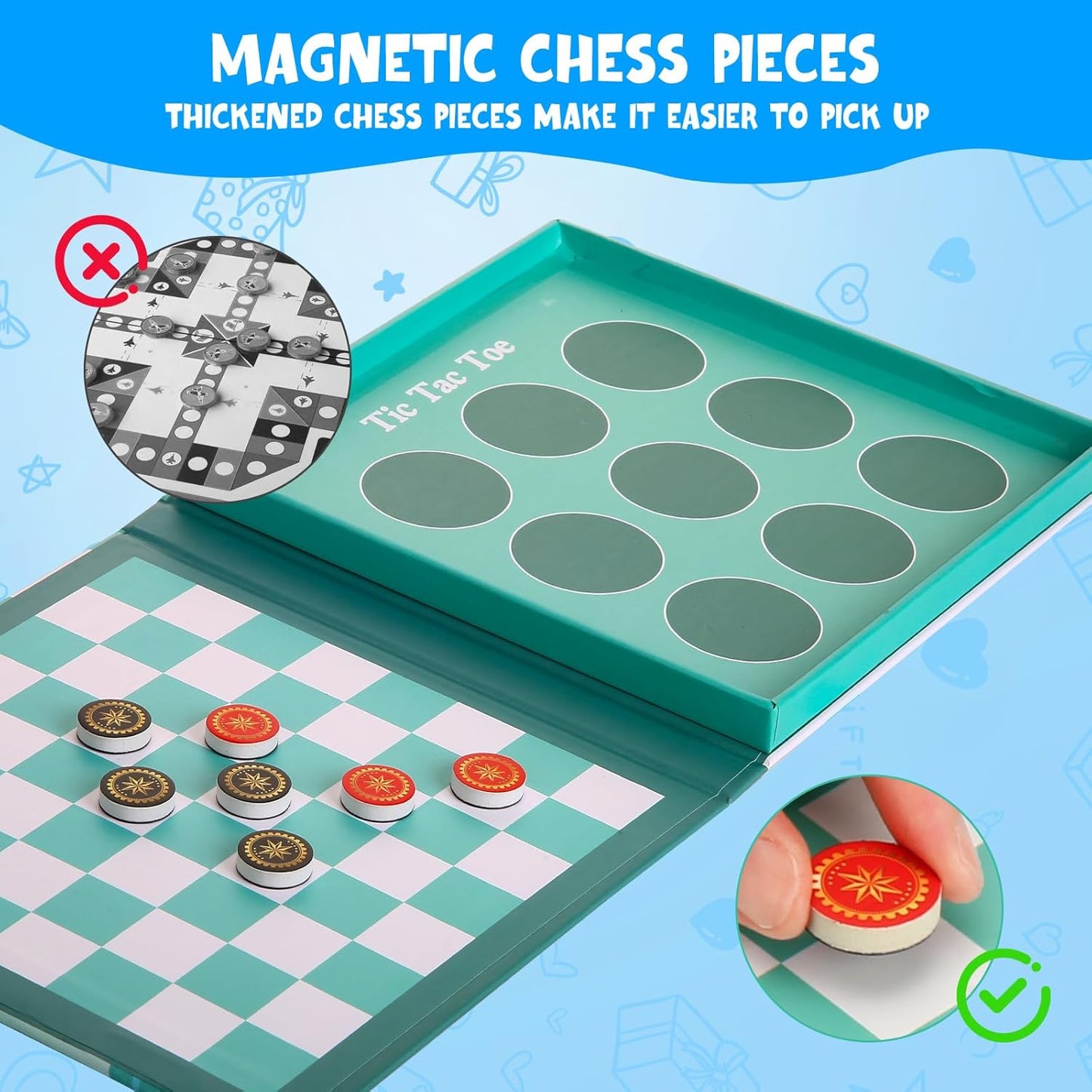 Magnetic Fishing Game for Toddlers Ages 3-8 – Montessori Wooden Educational Toy with 28 Fish – Preschool Learning Toy for Fine Motor Skills, Travel, Airplane & Road Trips
