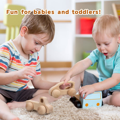 TOY Life Wooden Toys Cars, Montessori Baby Toys 6-12 Months, Wooden Baby Toys Rattle Cars for Toddlers 1-3, Baby Boy Girl Nursery Decor, Montessori Toys for 1 Year Old Boy First Birthday Gift