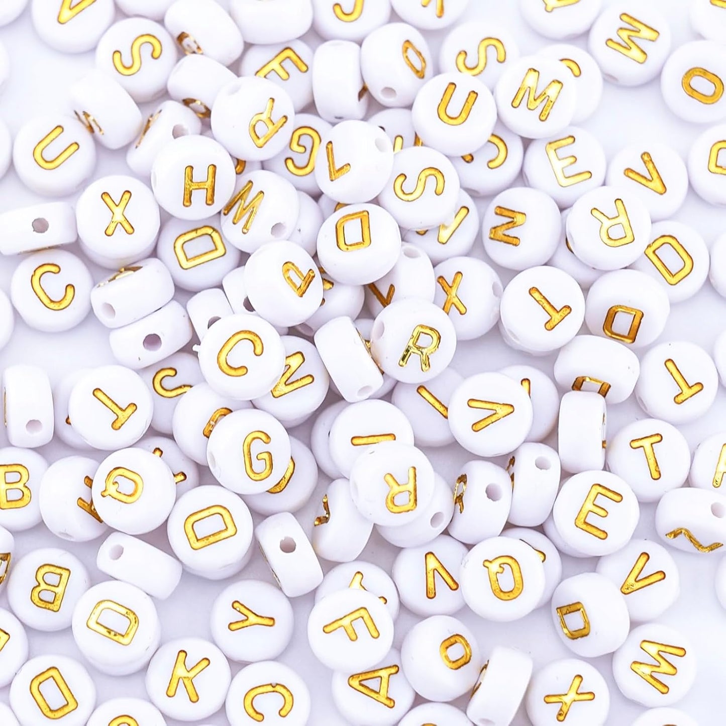 1600Pcs White and Silver Round Letter Beads A-Z, 4X7mm Acrylic Alphabet Beads for Jewelry Making