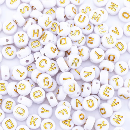 1600Pcs White and Silver Round Letter Beads A-Z, 4X7mm Acrylic Alphabet Beads for Jewelry Making