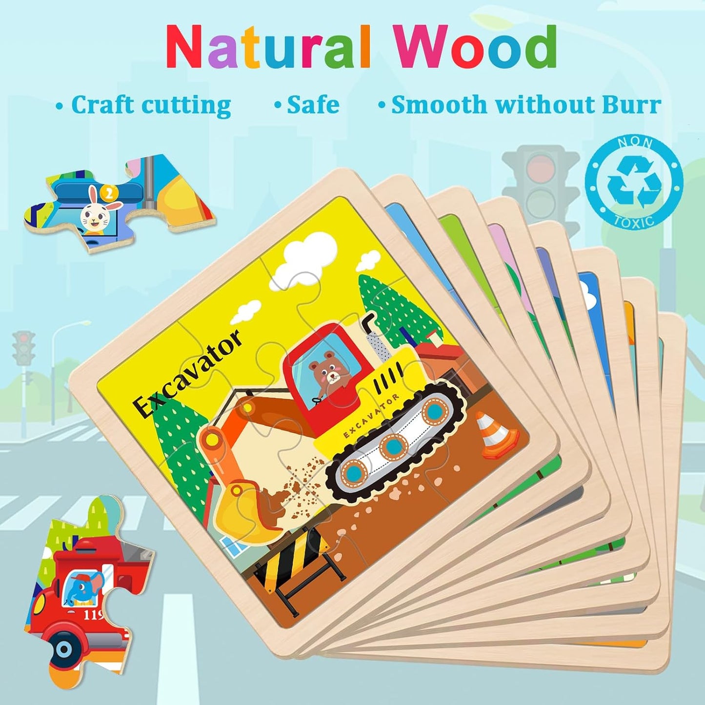 Wooden Puzzles for Toddlers 2-4, 9 Pieces Animal Jigsaw Puzzles for Kids Ages 3-5, Preschool Learning Activities, Learning & Educational Toys, Gifts for Boys, Girls