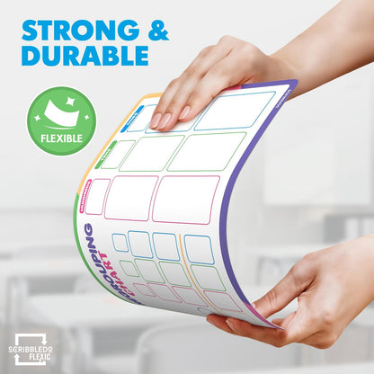 Scribbledo Place Value Chart & Regrouping Dry Erase Sheets Base Ten, Addition & Subtraction Math Practice for Kids, Classroom Supplies, Double Sided 10 Pack