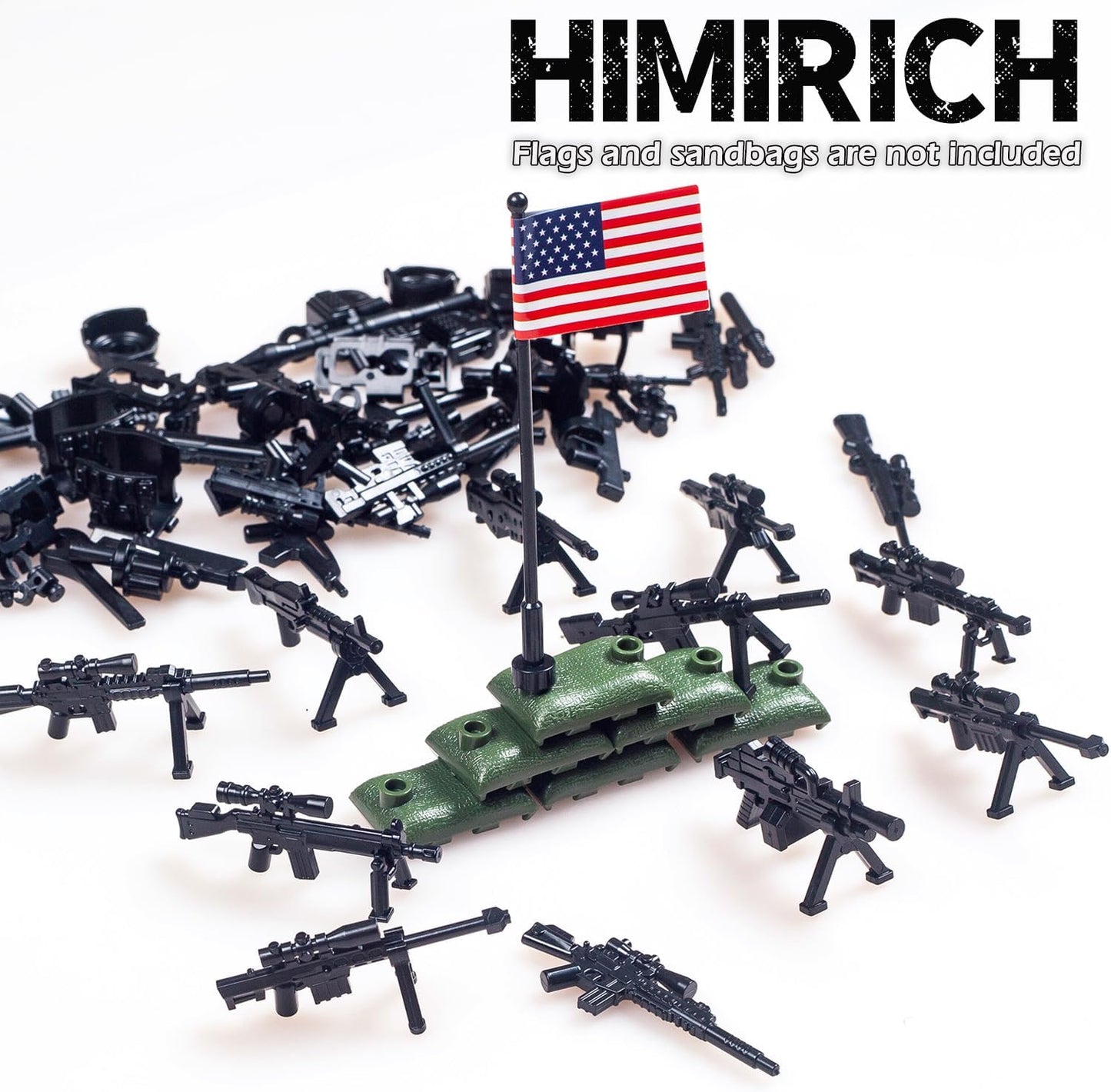 Weapons Pack Military Toy Set Building Blocks Model for Soldier Figures, Army Equipment Gear Kit Pieces and Parts Accessories Compatible with Major Brand