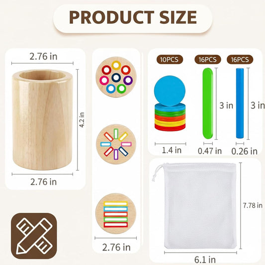 Wooden Montessori Toys for 1, 2,3 Year Old: 3 in 1 Fine Motor Skills, Learning Color Matching Sorting Sensory - Easter Basket Stuffer for Toddler Boy Girls - 18 Month