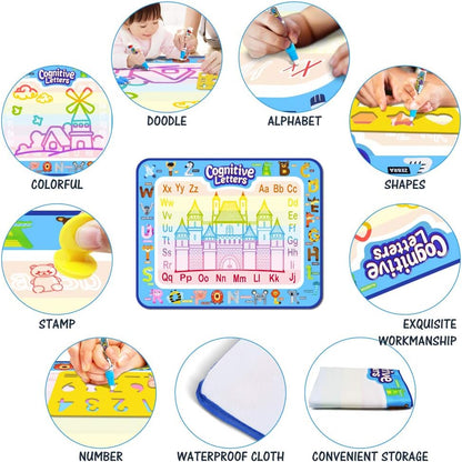 Jasonwell Aqua Water Doodle Mat 48 x 36 Inches Large Magic Drawing Doodling Mat Coloring Mat Educational Toys Christmas Birthday Gifts for Kids Toddler Boys Girls Age 2 3 4 5 6 7 8 Year Old (Galaxy)