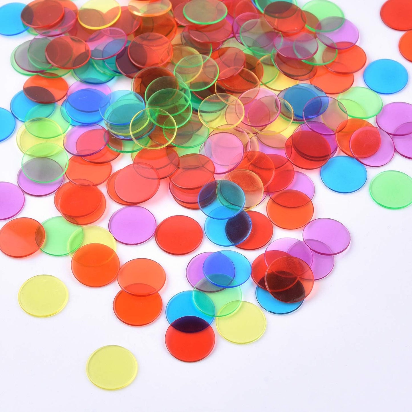 Coopay 500 Pieces Plastic Learning Counters Disks Bingo Chip Counting Discs Markers for Math Practice and Poker Chips Game Tokens Kids Reward, 1 Inch (Yellow)