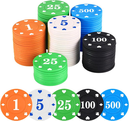 Plastic Poker Chips Set with Storage Box for Blackjack, Texas Hold'em, Night Poker Games