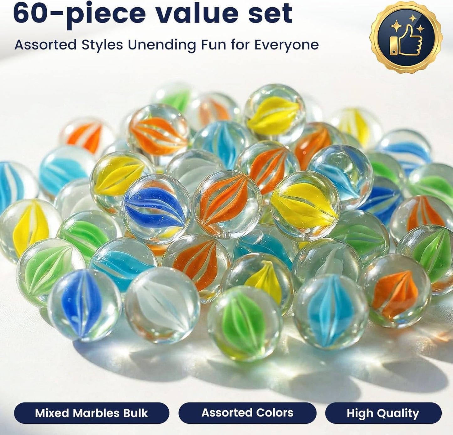 LovesTown 100PCS Glass Marbles Bulk, for Kids Marble Run Game, DIY and Home Decoration