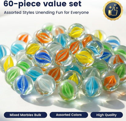 LovesTown 100PCS Glass Marbles Bulk, for Kids Marble Run Game, DIY and Home Decoration