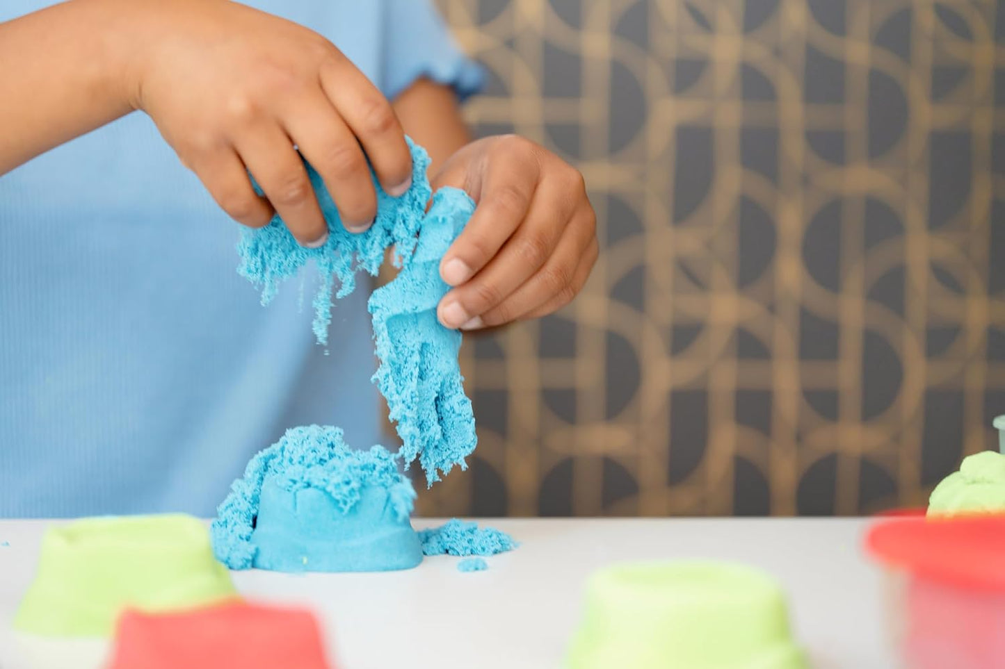 Chuckle & Roar Grand Sand Play Sand - Red, Blue & Green, Ages 3+, Pack of 3 - Never Dries, Sensory Bin Filler - Works Under Water, Sensory Table Filler - Stretch, Mold & Cut