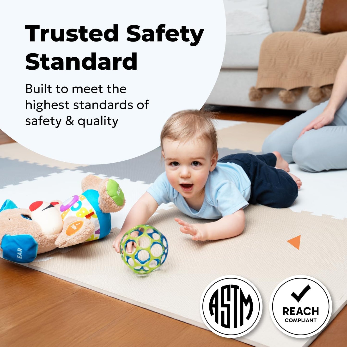 MioTetto Baby Play Mat, Soft Foam Floor Tiles for Kids. Adjustable Interlocking Foam Tiles, Fits with 50x50 Playpen Baby mat for Crawling & Development, Safe & Non-Toxic Playmat for Babies 6-12 Months