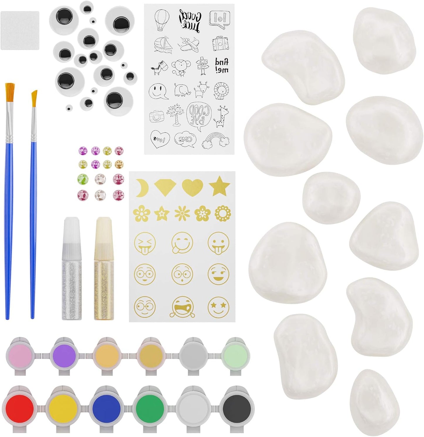 Dan&Darci Rock Painting Kit for Kids - Arts and Crafts for Girls & Boys Ages 6-12 - Craft Kits Art Set - Supplies for Rocks Paint - Best Tween Gift Ideas for Kid Activities Age 6 7 8 9 10 11