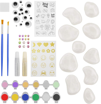 Dan&Darci Rock Painting Kit for Kids - Arts and Crafts for Girls & Boys Ages 6-12 - Craft Kits Art Set - Supplies for Rocks Paint - Best Tween Gift Ideas for Kid Activities Age 6 7 8 9 10 11