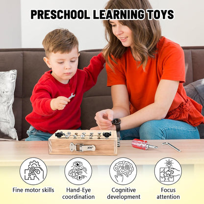 Montessori Screwdriver Board Set, Montessori Toys for 3 4 5 with 6 Locks and Keys, Toddler Screwdriver Toy, Kids Tool Set, Preschool Learning Sensory Toy, Fine Motor Skills Toys
