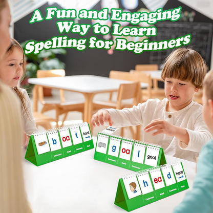 Aizweb CVC Word Games Kindergarten,Phonics Games Flash Cards for Preschool Classroom,Learn to Read,Reading Manipulative Spelling Educational Toy Learning Activities Speech Therapy School Supplies