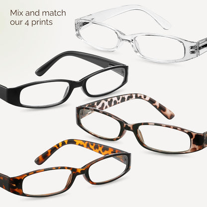 Gaoye 4-Pack Readers for Women, Blue Light Blocking Reading Glasses, Stylish Reading Glasses for Women in 4 Patterns