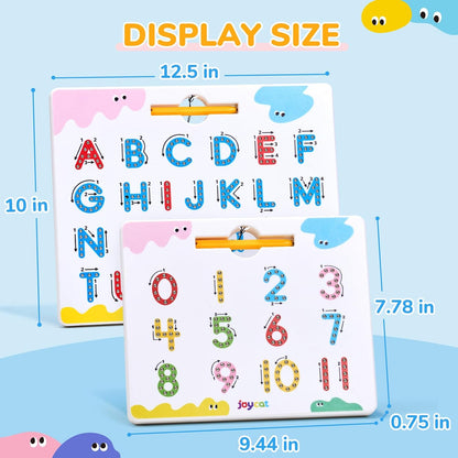 JoyCat Magnetic Letter Tracing Board, 2-in-1 Double-Sided ABC Magnets for Kids Ages 3-5, Uppercase & Lowercase Letter Writing Practice - Preschool Learning Toys, Road Trip Car Activities for Toddlers