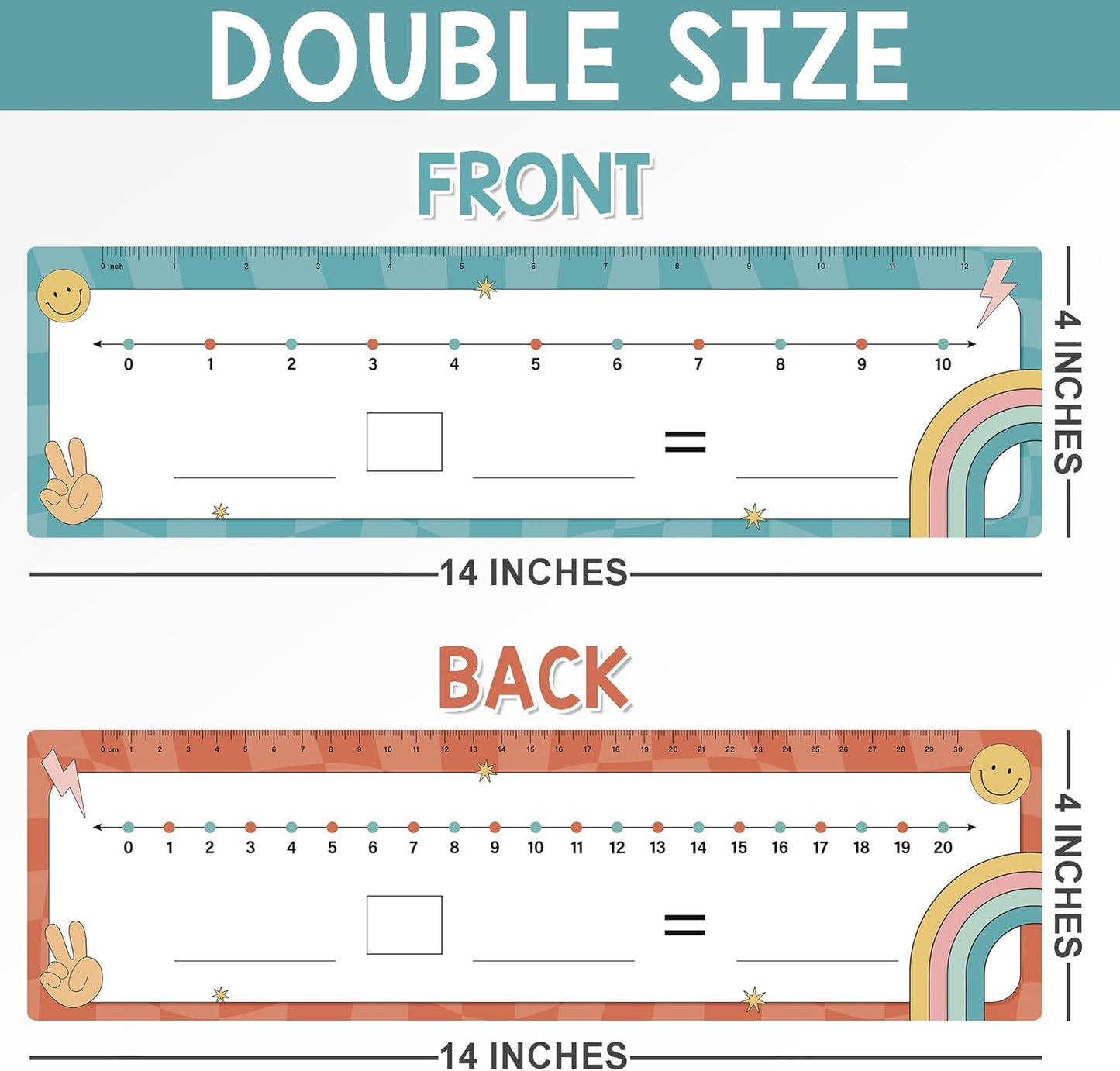 26 Pack Boho Number Line Dry Erase Boards Cards, 14"x4", Double-Sided, 0-10 on One Side & 0-20 on Other Side, Math Manipulatives for Student, Education Classroom Must Haves