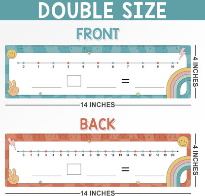 26 Pack Boho Number Line Dry Erase Boards Cards, 14"x4", Double-Sided, 0-10 on One Side & 0-20 on Other Side, Math Manipulatives for Student, Education Classroom Must Haves