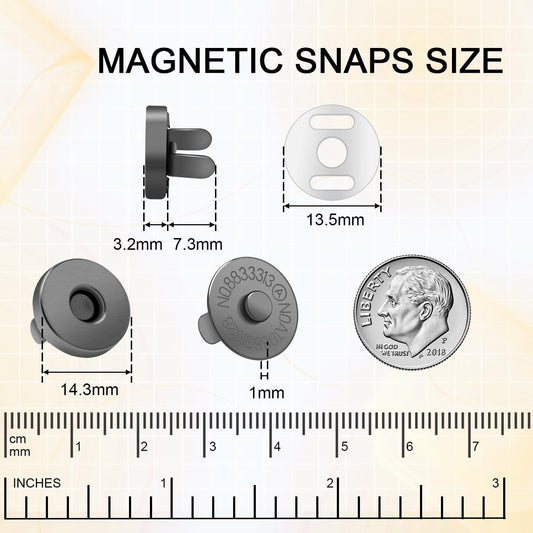 CooBigo 24Sets Magnetic Snaps for Purse Closures 18mm Magnetic Fastener Replacement Kit Magnetic Snaps for Purses and Totes Clothing Bag DIY Craft (Silver)