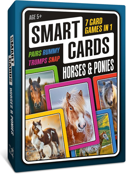SMART CARDS DINOSAURS Card Game - Matching Pairs, Snap, Trumps, Rummy, Happy Families (7 Games To Play) | Travel Game, Gift, Stocking Stuffer | for Adults, Kids, Boys, Girls | Age 5+, 1-8 Players